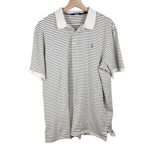 Ralph Lauren Polo Golf Mens XL Striped Polo Shirt 100% Pima Cotton White &‎ Navy